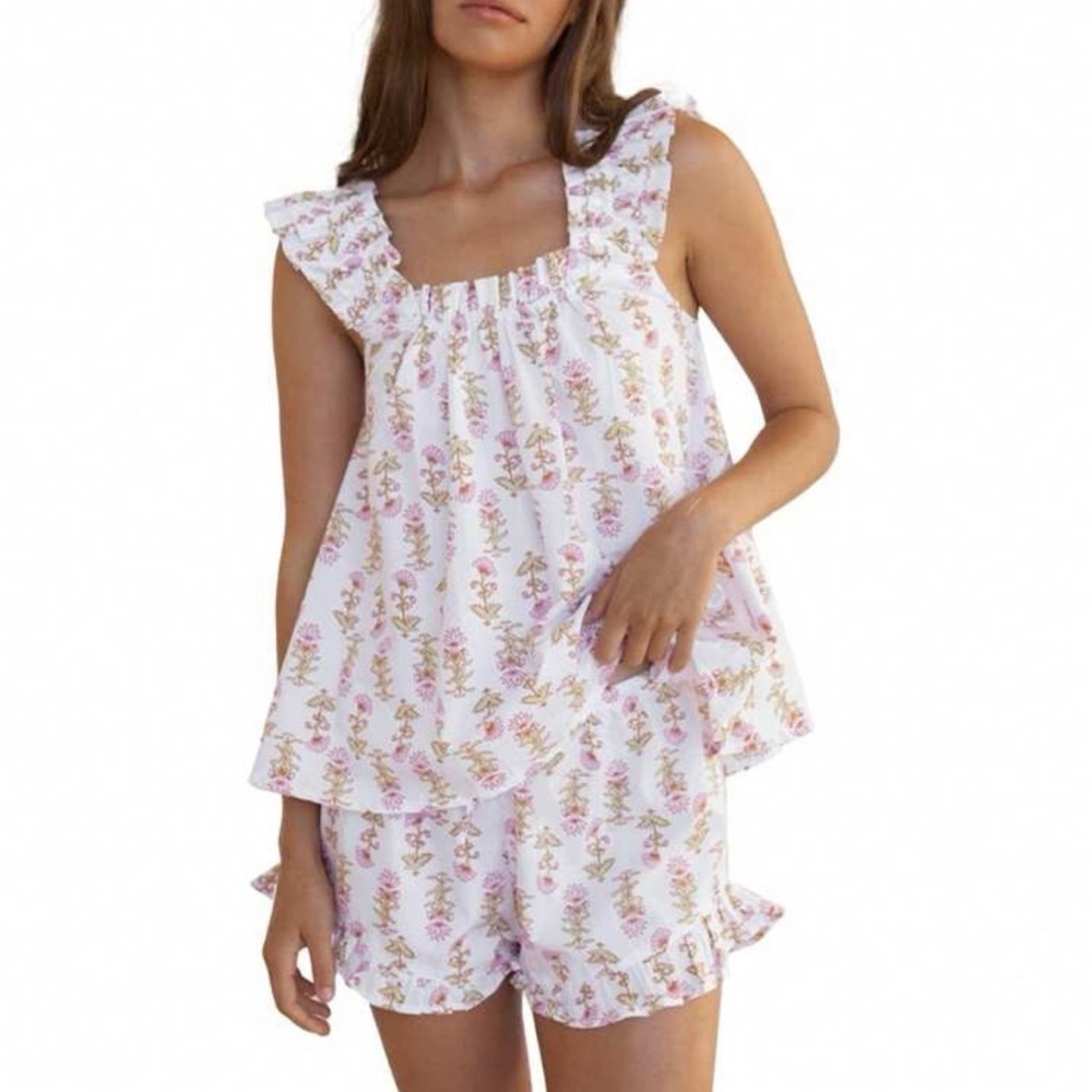 Womens Floral Ruffle Sleep Shorts, Size M